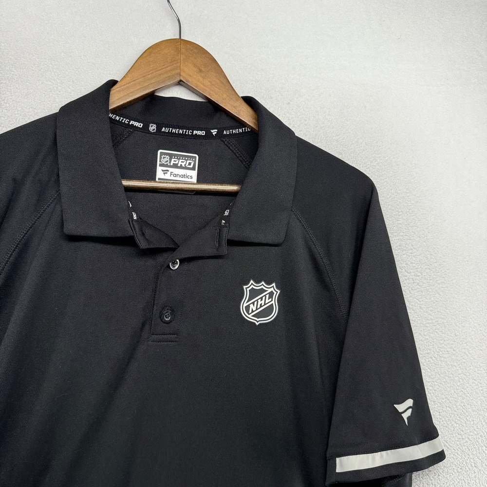 Nhl Hockey Polo Shirt men's XL Black Fanatics Coach Performance Stretch Logo
